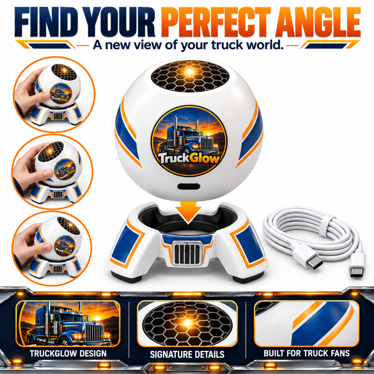 TruckGlow projector and adjustable cradle